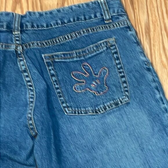 Disney Mickey Mouse Cuffed Blue Jean Shorts, embroidered, Small 3/5 - Picture 5 of 10